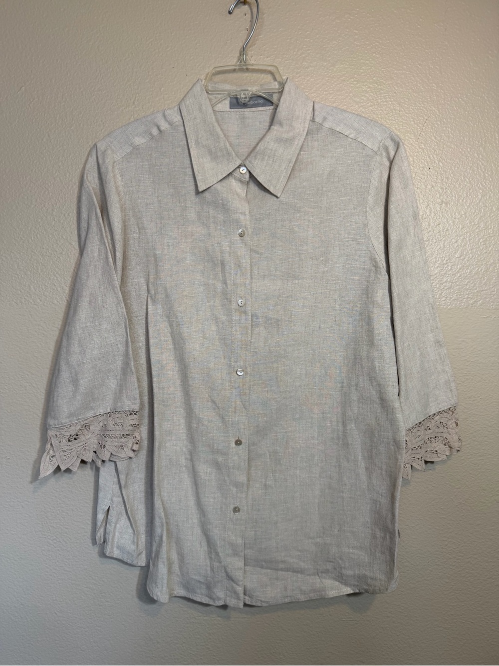 Liz Claiborne Tan Linen Button-Front Shirt